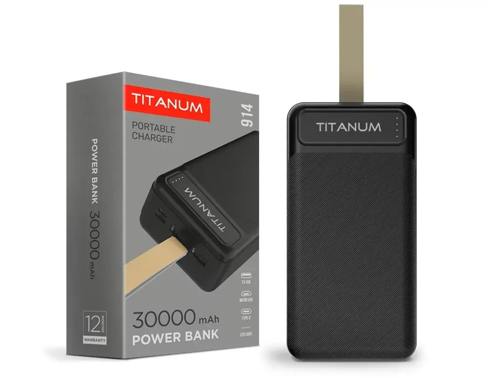 Videx TITANUM power bank fekete színű 30000mAh TPB-914 Azonnal elérhető