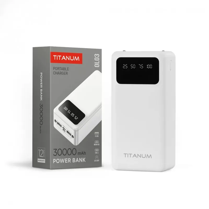 Videx TITANUM power bank fehér színű 30000mAh OL03 Árcsökkenés