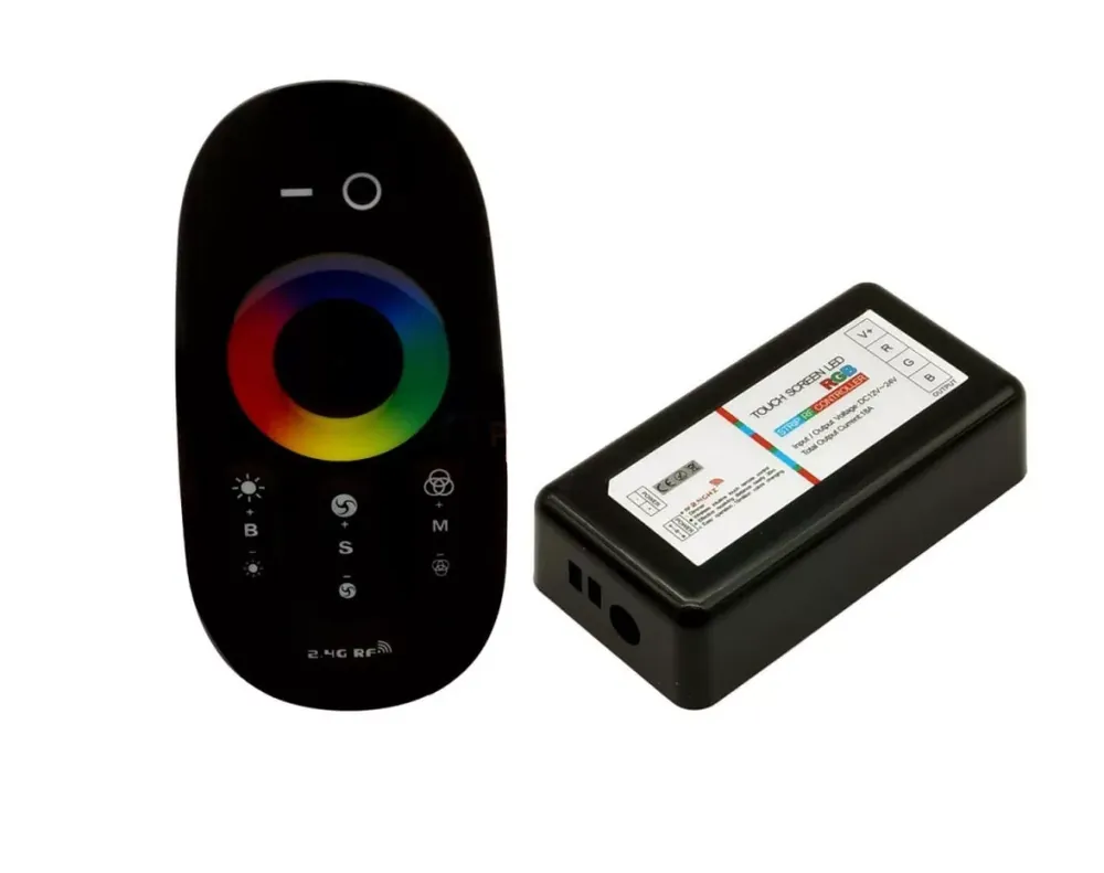EcoLight RGB távirányító fekete színű + 1 db vezérlő 18A 216W RF Outlet
