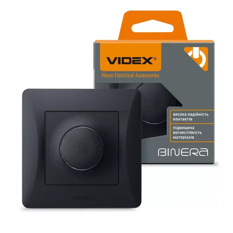 Videx Binera fekete színű süllyesztett 600W-os dimmer kapcsoló (12/96) Olcsóbb