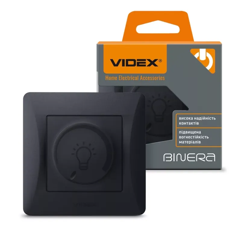 Videx Binera fekete színű süllyesztett 200W-os dimmer kapcsoló LED-hez (12/96) Rendeld meg most