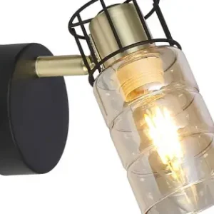 Szuper akció Klausen Ideal AP1 fekete-sárgaréz fali lámpa (KL161000) E14 1 izzós IP20