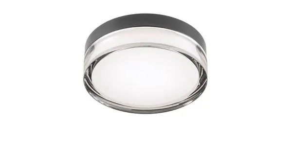 Bestseller Redo Frisbi fekete-fehér vízvédett fürdőszobai LED mennyezeti lámpa (RED-01-3734) LED 1 izzós IP44