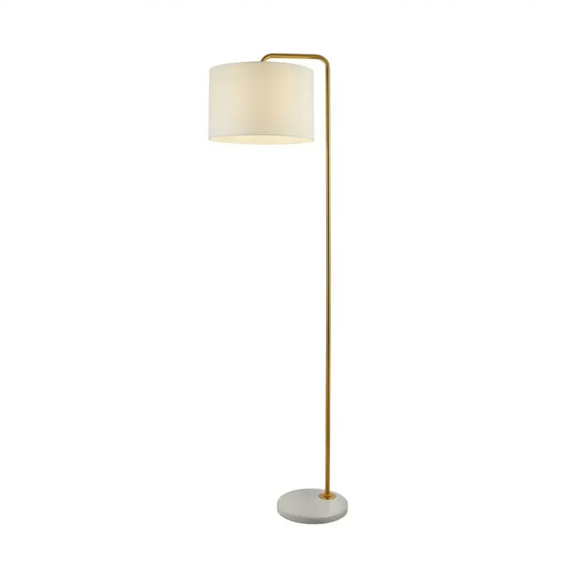 Legnépszerűbb GALLOW - Állólámpa, arany fémváz, fehér márványtalp, fehér textil ernyő, 1xE27, H 155cm - Searchlight-EU5024GO