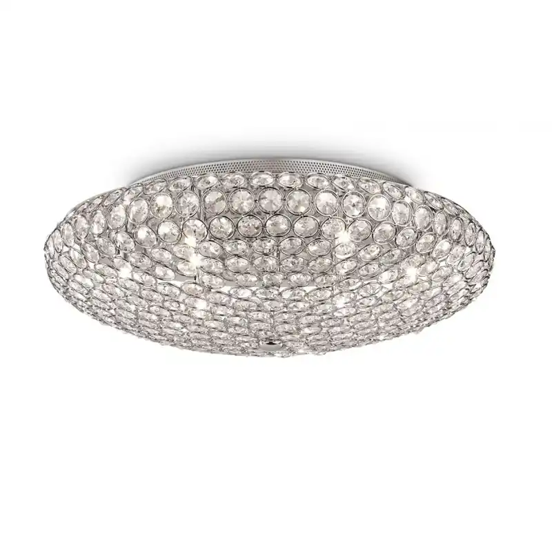 Akciós ár King PL9 Cromo - 9 izzós kristály mennyezeti lámpa, Króm; G9, átm.53,5cm - IDL-73255