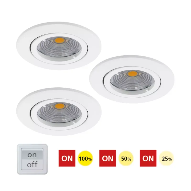 Alacsony ár TEDO 1 - szabályozható LED süllyesztett lámpa 3 db-os szett - Eglo-95357