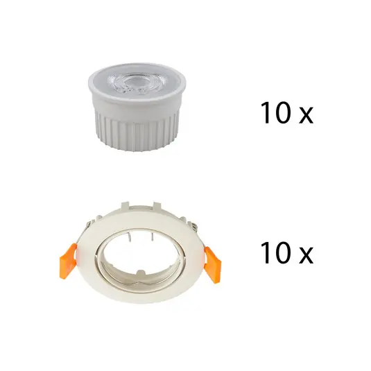 Biztonságos fizetés Prios mennyezeti beépíthető spot Fibur LED-modullal, bézs, 10 darabos készlet