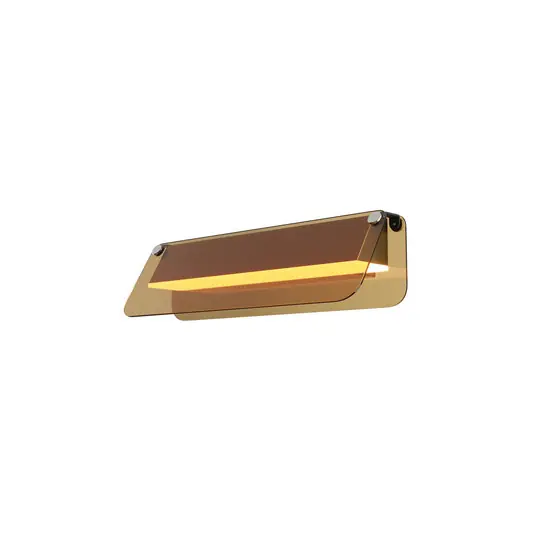 Ne maradj le FLAT LED fali lámpa, borostyán/sárgaréz, szélesség 30 cm, üveg/fém