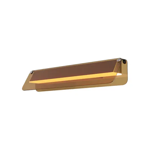Kihagyhatatlan ajánlat FLAT LED fali lámpa, borostyán/sárgaréz, szélesség 43 cm, üveg/fém