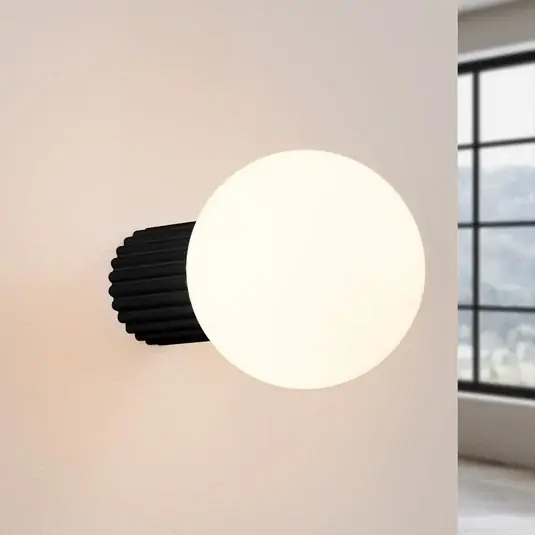 Azonnal elérhető ORBI fali világítás, fekete, üveg/fém, Ø 12 cm, IP44, G9