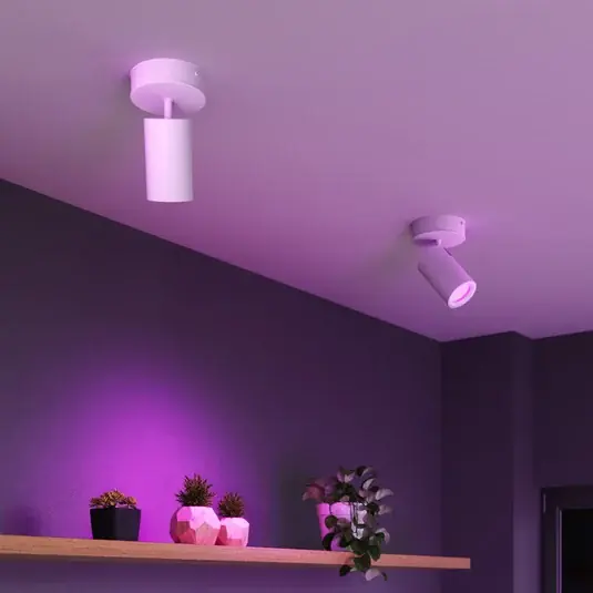 Végkiárusítás Calex Smart mennyezeti spotlámpa, fehér, Ø 10 cm, 1 izzó, GU10-LED RGBW