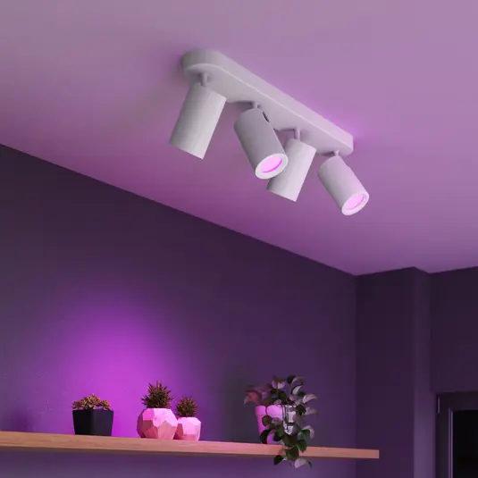 Kiárusítás Calex Smart mennyezeti spotlámpa fehér, hossza 49 cm, 4 izzós, GU10-LED RGBW