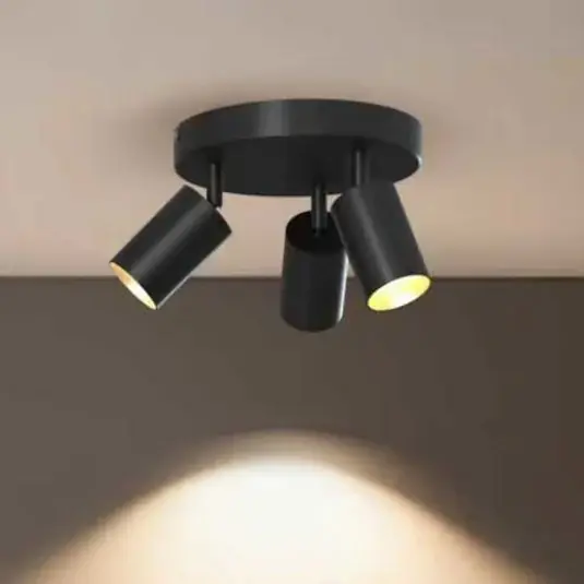 Calex GU10 mennyezeti spotlámpa, fekete, Ø 20 cm, 3 izzós, fém Árcsökkenés