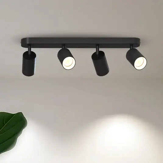 Calex GU10 mennyezeti spotlámpa, fekete, hossza 49 cm, 4 izzós, fém Árengedmény