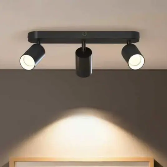 Expressz szállítás Calex GU10 mennyezeti spotlámpa, fekete, hossza 37 cm, 3 izzós, fém