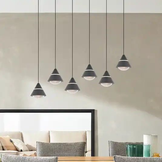 LED lógó lámpa Romeo, hossza 75 cm, fekete, fém, 6 izzós. Outlet