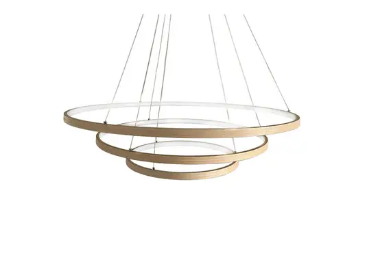By Rydens LED függő világítás Trione, természetes, Ø 80 cm, fa Kedvezményes ár