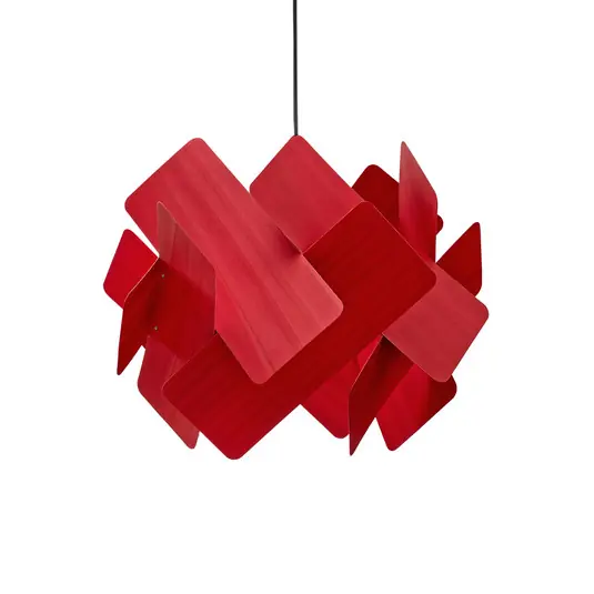 LZF Escape függő lámpa, piros/nikkel színű, Ø 30 cm, fa Gyors kiszállítás