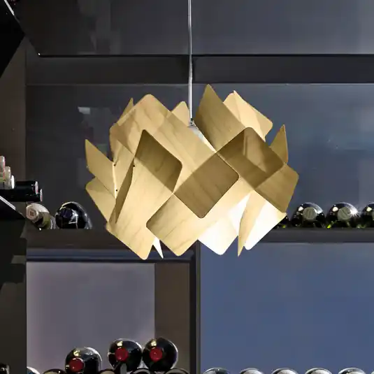 Biztonságos vásárlás LZF Escape függő lámpa, elefántcsont/nikkel színű Ø 30 cm fa