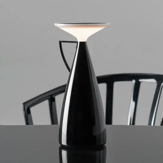 Kartell LED tölthető asztali világítás Camomille, fekete, magasság 24 cm Gyors szállítás
