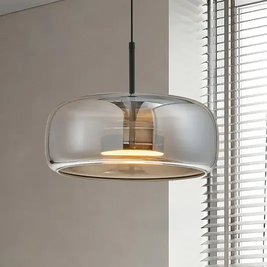 Csak ma LED függő világítás Deco, füstszürke/fekete, Ø 33 cm, üveg