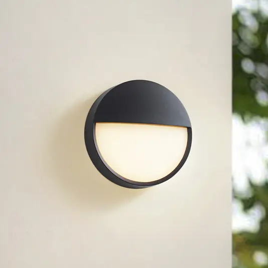 Exkluzív ajánlat Arcchio LED kültéri falilámpa Gravo, Ø 25 cm, fekete, IP65