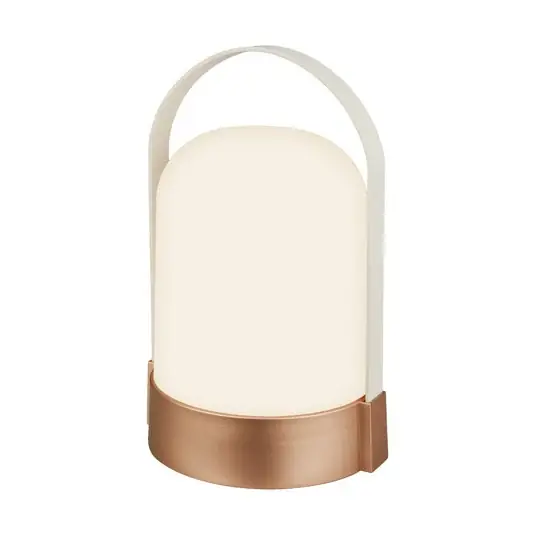 LED tölthető asztali világítás ASA BIG, bronz/fehér, magasság 24 cm, IP44 Biztonságos fizetés