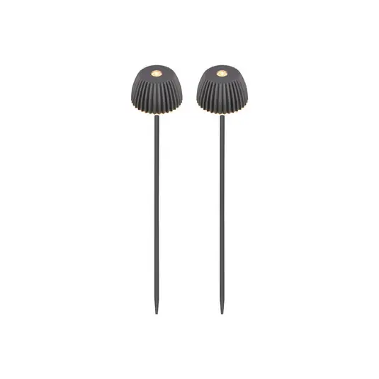 LED akkumulátoros földi tüskés lámpa RIFFLE NANO, antracit Ø 6 cm, 2 db-os Népszerű