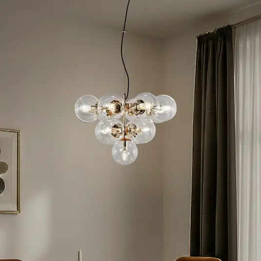 Kihagyhatatlan ajánlat Zumba függő világítás, arany/átlátszó, 13 izzós, üveg