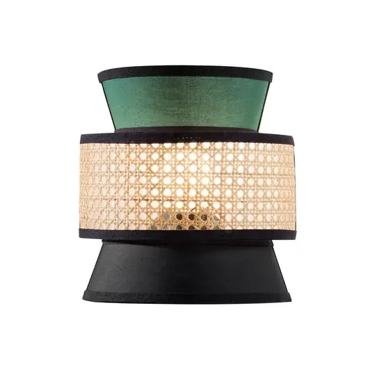 Fali lámpa Gazebo, zöld/fekete/természetes, 24 cm, szövet/rattan Bestseller