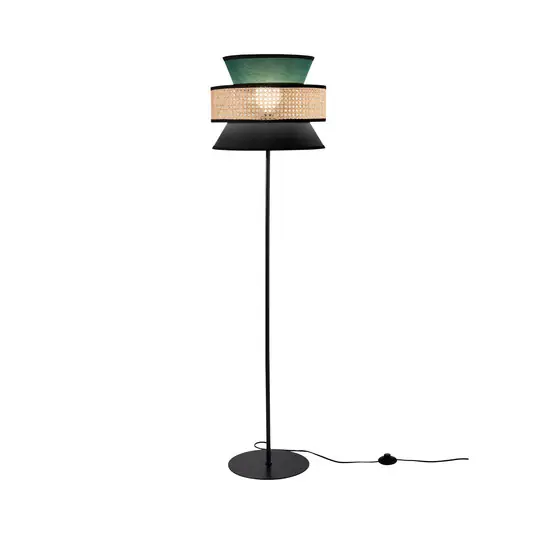 Gazebo álló lámpa, zöld/fekete/természetes, 147 cm, szövet/rattan Expressz szállítás