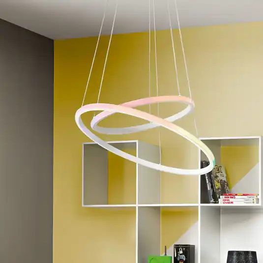 LED függő lámpa Axis, Ø 60/40 cm, fehér, fém, CCT, RGB Vásárlói kedvenc