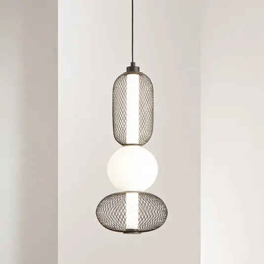 Vásárlói kedvenc INKAS LED lógó lámpa, magasság 53 cm, fekete, üveg/fém, CCT