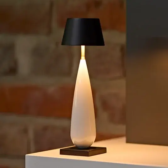 LED tölthető asztali világítás Thala, fehér/fekete, IP65, 24 cm Kedvezményes ár