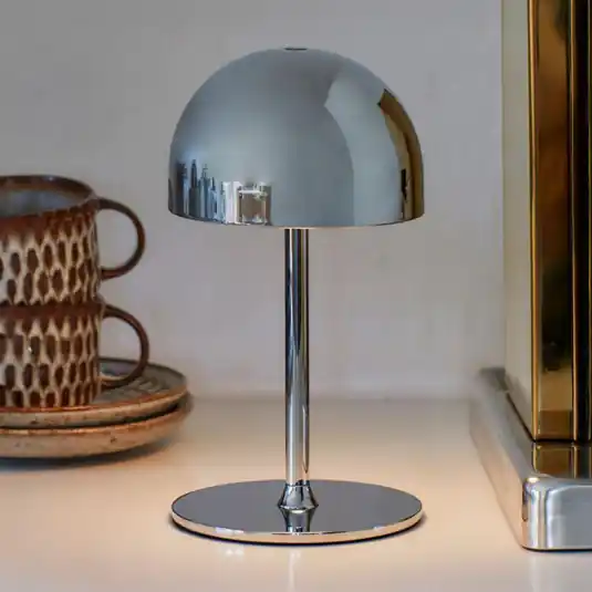 Kedvezményes ár LED tölthető asztali világítás Tim, króm színű, magasság 22 cm, IP54