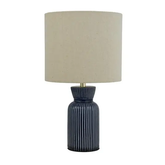 Végkiárusítás Jeshua asztali világítás, kék/fehér, kerámia/textil, 39 cm, E24