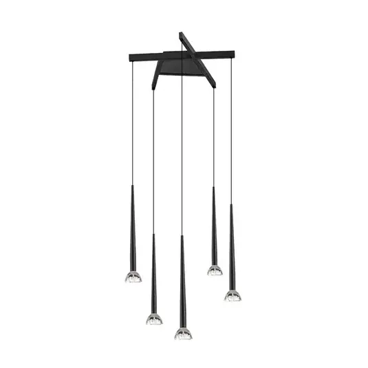 LED lógó lámpa Rina, fekete/átlátszó, Ø 51 cm, fém, 5 izzós. Ajánlat
