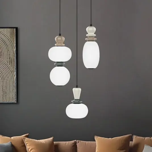Olcsó LED függő lámpa Gemma, Ø 38 cm, színes, üveg/kerámia, 3 izzós.