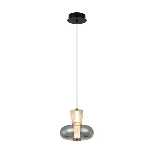 Ne maradj le LED lógó lámpa Sire, Ø 22 cm, füstszürke/bronz, fém/üveg