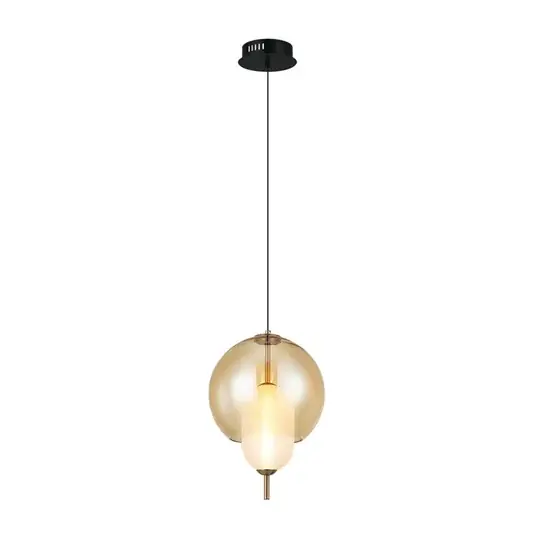Legjobb ár LED lógó lámpa Adol, borostyánszínű, Ø 25 cm, üveg
