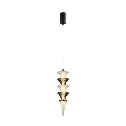 LED függő lámpa Venera, magasság 43 cm, fehér/barna, üveg Különleges ajánlat