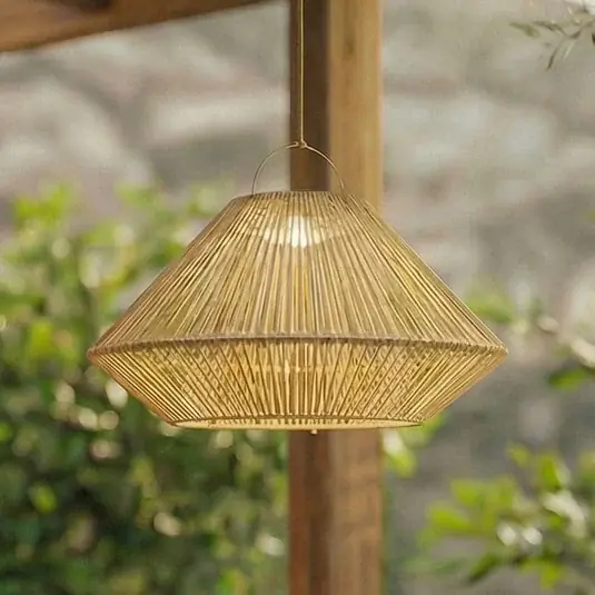 Utolsó esély Lindby Austas LED-es napelemes függőlámpa, bézs, Ø 50 cm, USB, IP54