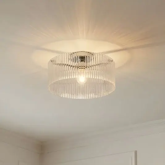 Outlet Lucande Meritt mennyezeti világítás, króm/átlátszó, Ø 40 cm, üveg