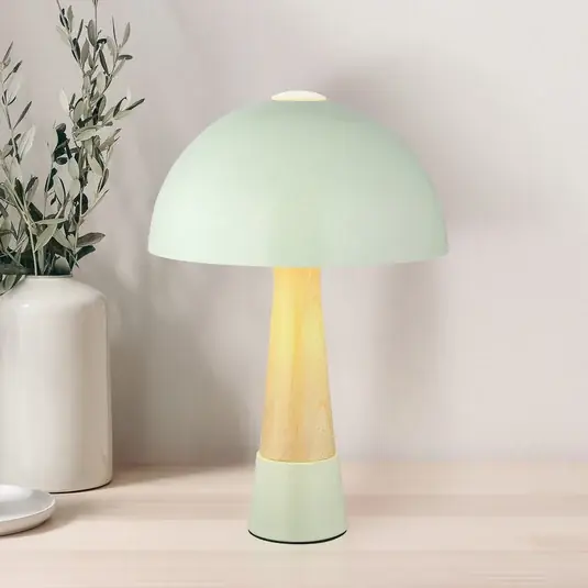 Paulin asztali világítás, zöld/fa hatású, fém, 37 cm, E27 Kiárusítás