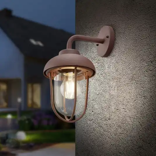 Külső fali lámpa DUERO, rozsdás színű Magasság 33 cm Fém/üveg IP44 Szuper akció