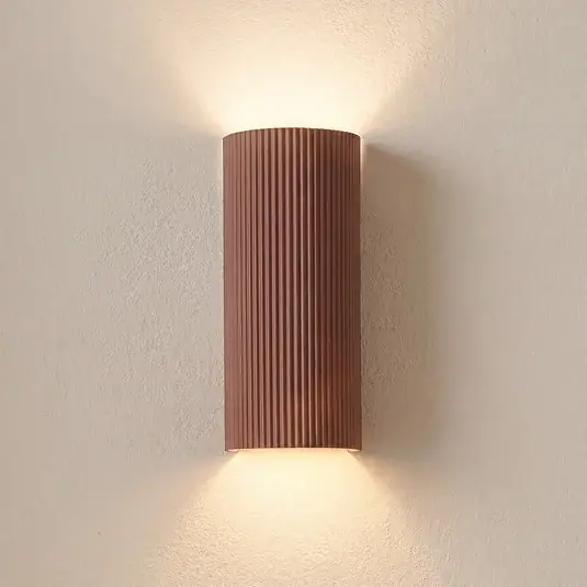 Lindby Colja fali világítás, barna, kerek, magasság 30,5 cm, gipsz Legkelendőbb