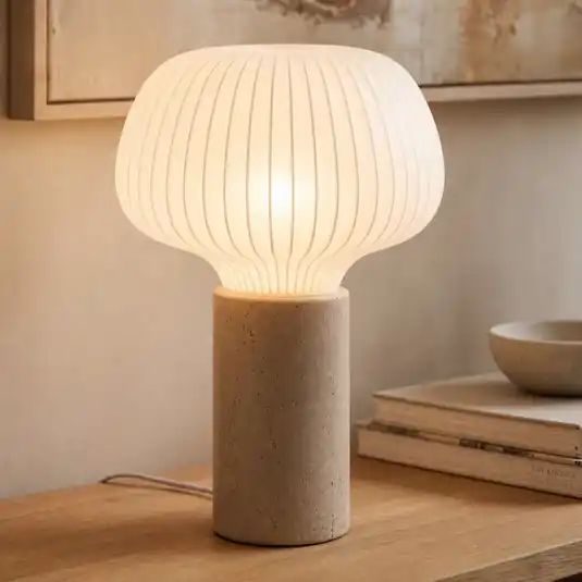 Lucande Eloise asztali világítás, 42 cm, fehér, textil/beton, E27 Bestseller