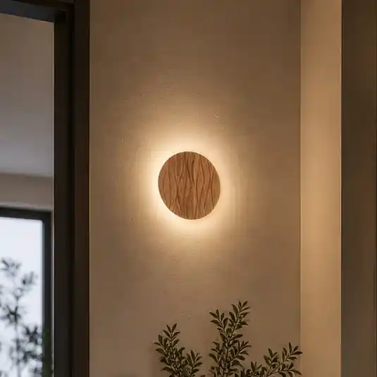 Atacama LED fali világítás, tölgyfa színű, Ø 19 cm, fa Különleges ajánlat