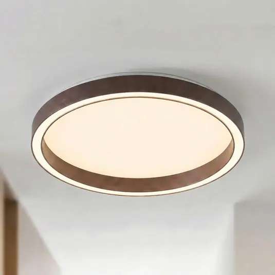 Lucande Rotundo LED mennyezeti világítás, 40 cm átmérőjű, barna, dimmelhető Akció