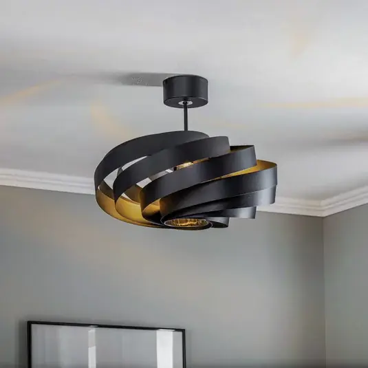 Vento mennyezeti lámpa, fekete, Ø 50 cm, fém, E27 Gyors szállítás